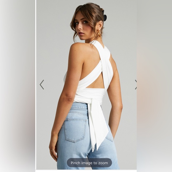 SHOWPO LILAH MULTI TIE CROP TOP IN WHITE - Picture 5 of 7